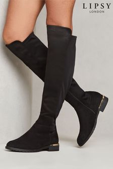 Flat calf high boots shop