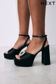 Black Forever Comfort® Jewel Platform Sandals (E18406) | $74