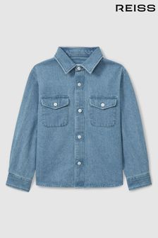 Reiss Mid Blue Mardin Denim Overshirt (E18717) | LEI 413