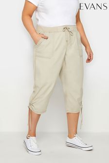 Brown - Evans Navy Blue Elasticated Waist Cropped Trousers (E18751) | kr660