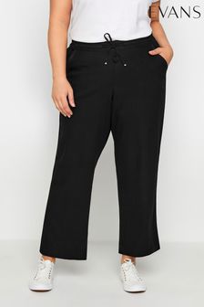 Evans Drawstring Cropped Black Trousers (E18765) | AED216