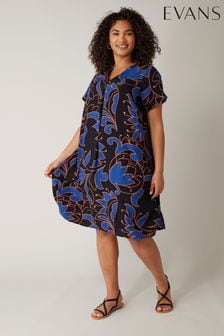 Evans Printed Shift Black Dress (E18778) | ‏211 ‏₪