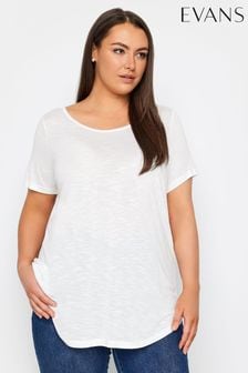 Biały - Evans White Short Sleeve T-shirt (E18792) | 120 zł