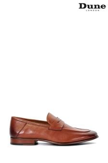 Dune London Brown Strategic Crush Back Leather Loafers (E18939) | €152