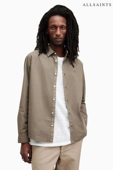 AllSaints Brown Tahoe Long Sleeve Shirt (E19186) | 490 QAR