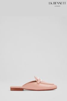 LK Bennett Pink Evelyn Leather Backless Loafers (E19457) | Kč10,270