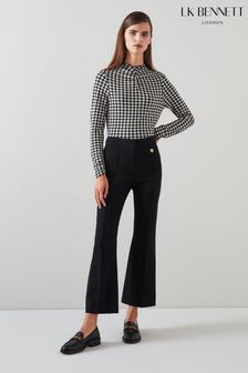 Lk Bennett Soni Button-detail Tailored Black Trousers (E19460) | 103 ر.ع