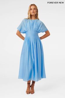 Forever New Eve Seam Detail Midi Dress With A Touch Of Linen (E19488) | kr2 110