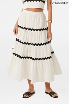 Forever New White Lissy Ric Rac Maxi Skirt (E19490) | $127