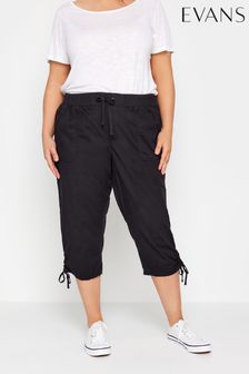 Evans Navy Blue Elasticated Waist Cropped Trousers