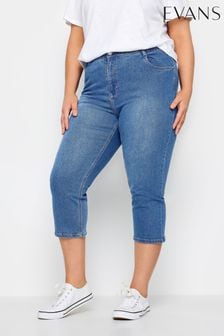 Evans Blue Mid Wash Cropped Jeans (E19690) | Kč1,270