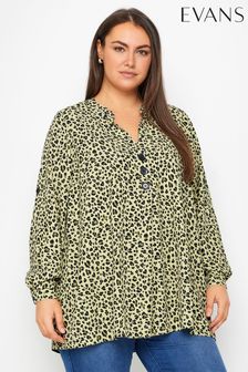 Evans Green Animal Print Blouse (E19779) | AED216
