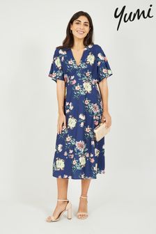 Синий - Yumi Yumi Blue Floral Blossom Print Kimono Dress (E21125) | €66