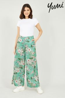 Yumi Green Tropical Palm Print Trousers (E21147) | €57
