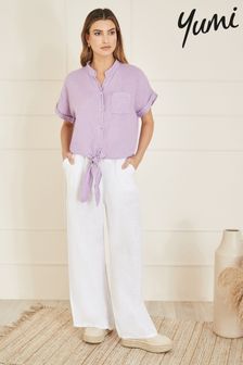 Violett - Yumi Hemd aus italienischem Leinen​​​​​​​ (E21151) | 62 €