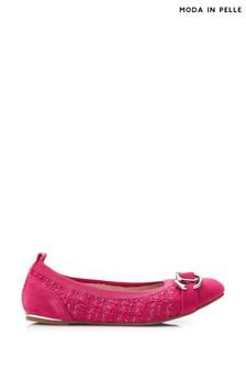 Розовый - Moda In Pelle Eilish Round Toe Ballerinas With Square Circle Trim (E21261) | €117