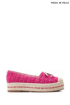 rožnata - Moda In Pelle Folio Espadrille Woven Platform Shoes With Hardware (E21262) | €101