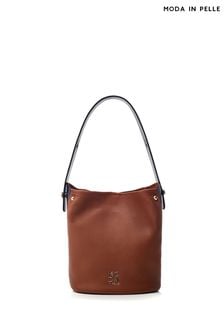 لون بني فاتح - Moda In Pelle Jade Bucket Bag With Feature Strap (E21286) | 440 ر.ق