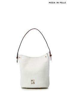 Weiß - Moda In Pelle Jade Bucket Bag With Feature Strap (E21289) | 136 €