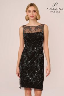 Adrianna Papell Studio Beaded Sheath Black Dress (E21305) | 886 ر.س