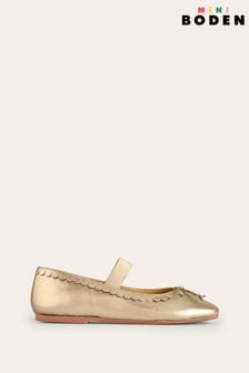 Boden Gold Leather Ballet Flats (E21491) | €47 - €53