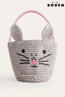 Boden Grey Crochet Bunny Basket (E21506) | €38