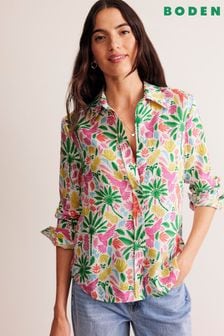 Boden Green Petite Sienna Tropical Linen Shirt (E22190) | kr909