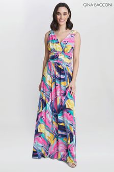 Gina Bacconi Pink Camille Jersey Maxi Dress (E22313) | AED666