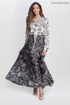 Gina Bacconi Dakota Satin Elastic Waist Black Skirt (E22323) | NT$2,290