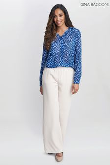 Gina Bacconi Blue Lara Print Georgette Shirt (E22332) | $162