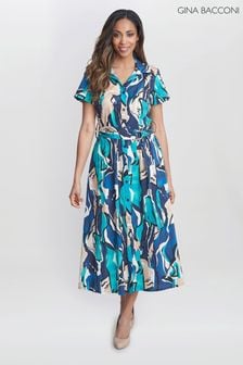 Gina Bacconi Blue Ivonne Short Sleeve Shirt Dress (E22333) | NT$5,600