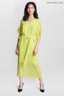 Gina Bacconi Green FRANCESCA Cold Shoulder Maxi Dress with Belt (E22340) | €302