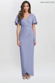 Gina Bacconi Purple Alissa Maxi Dress With Hip Embellishment (E22346) | $428