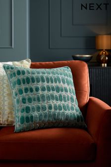 Teal Blue Rebel Spot Velvet Cushion (E22380) | $29