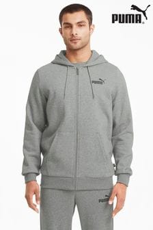 Puma Grey Mens Essentials Full Zip Logo Hoodie (E22454) | $116