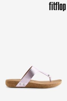 FitFlop Purple Iqushion Metallic Leather Toe Post Sandals (E22510) | €110