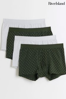 River Island Green Plain Spot Trunks 4 pack (E22525) | $59