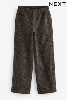 Leopard Printed Wide Leg Jeans (E22921) | $59