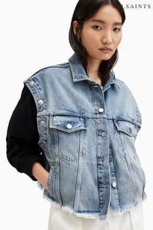 AllSaints Blue 100% Cotton Chlo Denim Sweat Jacket (E23519) | $272