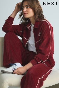 Burgundy Red Velour 100% Cotton Joggers (E23840) | $55