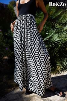 Ro&Zo Black Petite Geo Print Skirt Maxi Dress (E23869) | $153