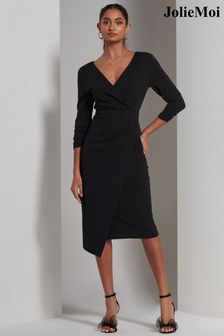 Jolie Moi Black Violetta 3/4 Sleeve Bodycon Dress (E23900) | KRW145,200