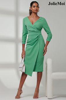 Jolie Moi Green Violetta 3/4 Sleeve Bodycon Dress (E23910) | €90