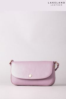 Lakeland Leather Pink Tarnbeck Small Leather Flapover Cross-Body Bag
