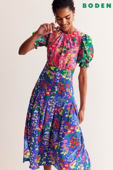 Boden Pink Petite Liv Pleat Detail Midi Dress (E24105) | €215