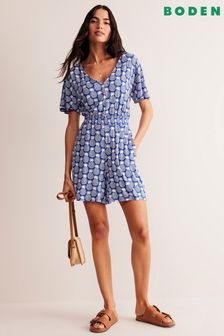 Boden Petite Smocked Jersey Pineapple Playsuit