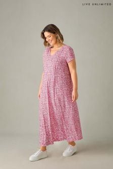 Live Unlimited Pink Paisley Jersey Midi Dress (E24278) | $101