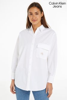 Белая хлопковая рубашка в стиле милитари с длинными рукавами Calvin Klein Jeans (E24341) | €126