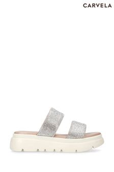 Carvela Comfort Silver Chrome KRYPTON Sandals (E24459) | $204