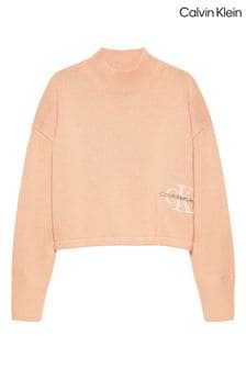 Calvin Klein Pink Monogram Off Placed Sweater (E24534) | SGD 116